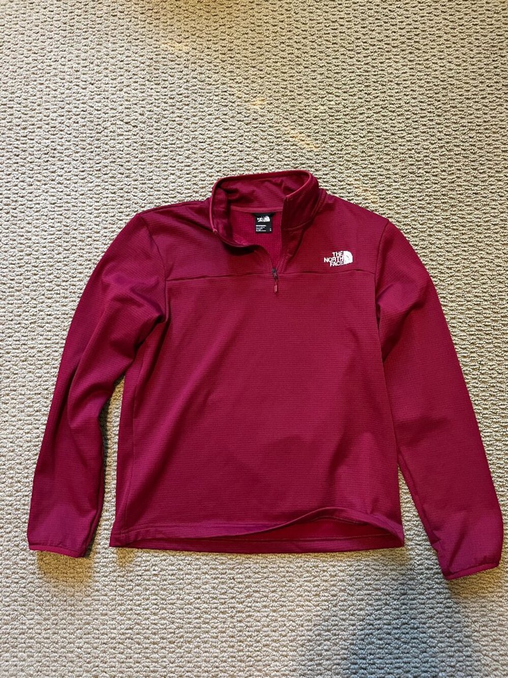 The North Face Cedar Trail Grid Fleece 1/4-Zip Pullover - Men’s Medium - Burgund